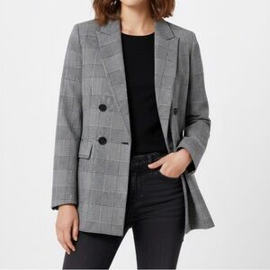 H&M Blazer Black & White Houndstooth Women’s Double Breasted Blazer - Size 8